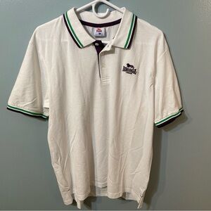 White Polo with Green and Black Accents